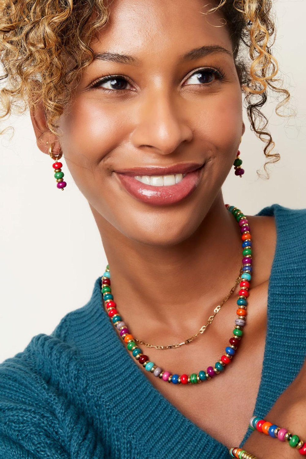 Ketting gekleurde steentjes Multi Stainless Steel h5Afbeelding2